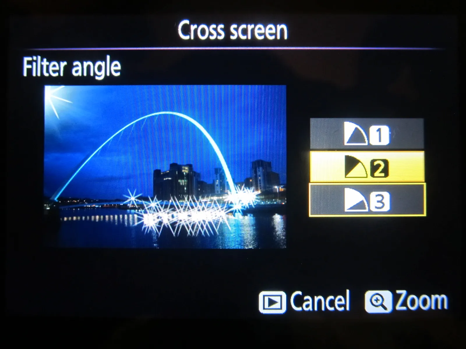 Nikon D5300 cross screen and filter angle