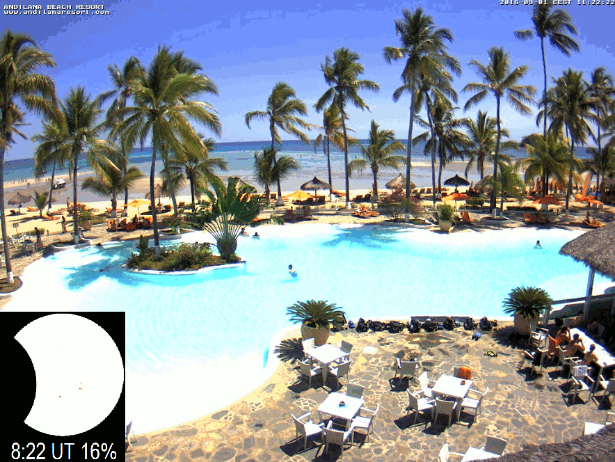 Andilana Beach Resort partial solar eclipse 2016 through webcam