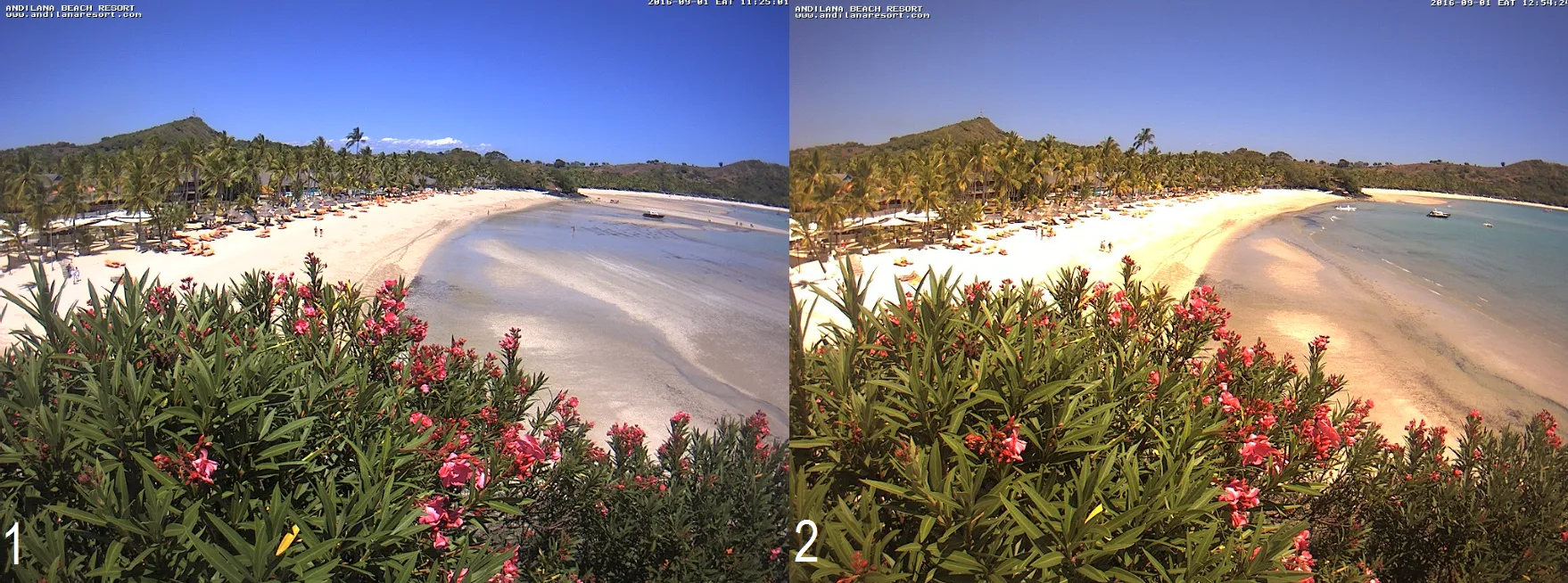 Andilana Beach Resort partial solar eclipse 2016 through webcam comparison 2