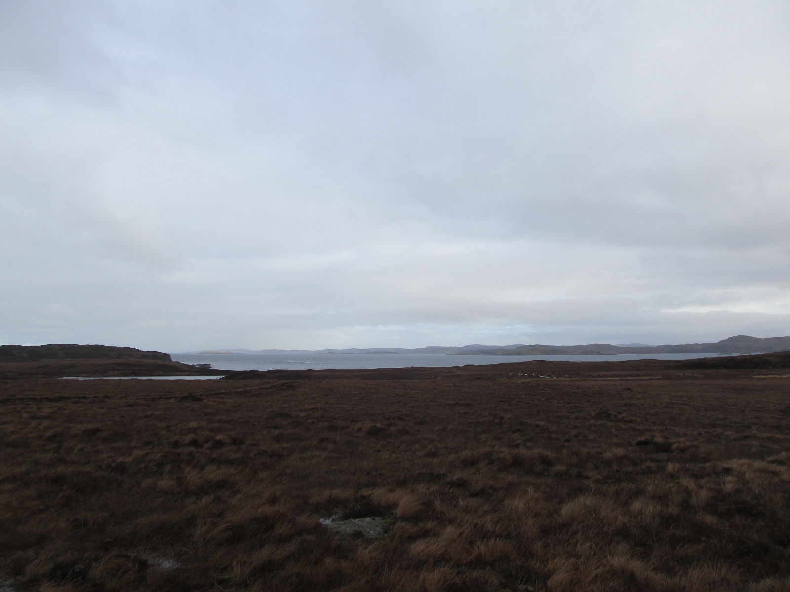 Achnahaird heathland with view on the Loch Garvie Bay