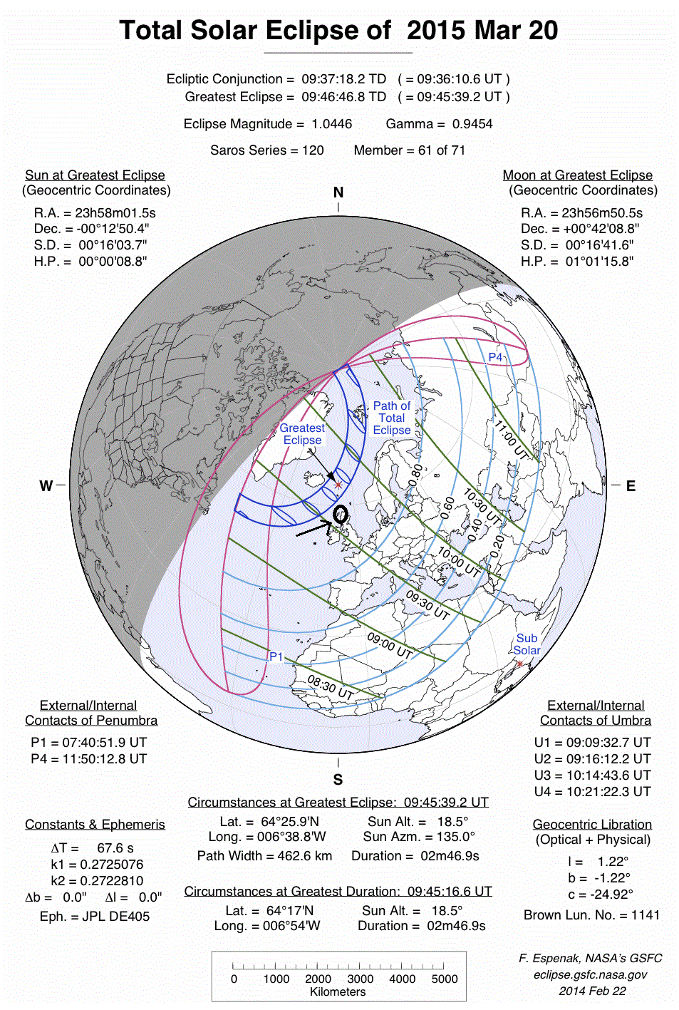 Solar eclipse 20.03.2015 map and my observation site