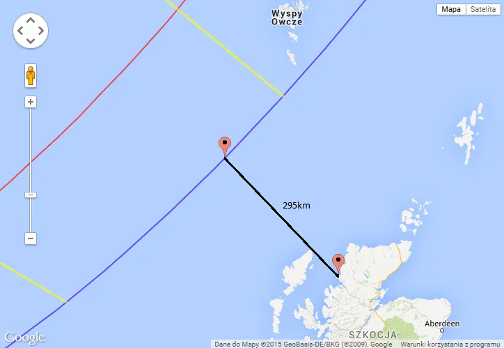 Total solar eclipse 2015 distance between path of totality and Scotland