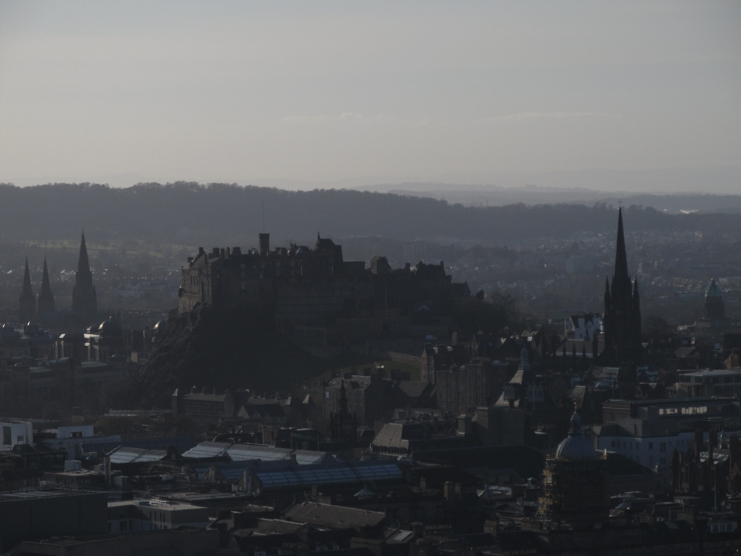 The Edinburgh Castle seen from the Arthur's Seat.