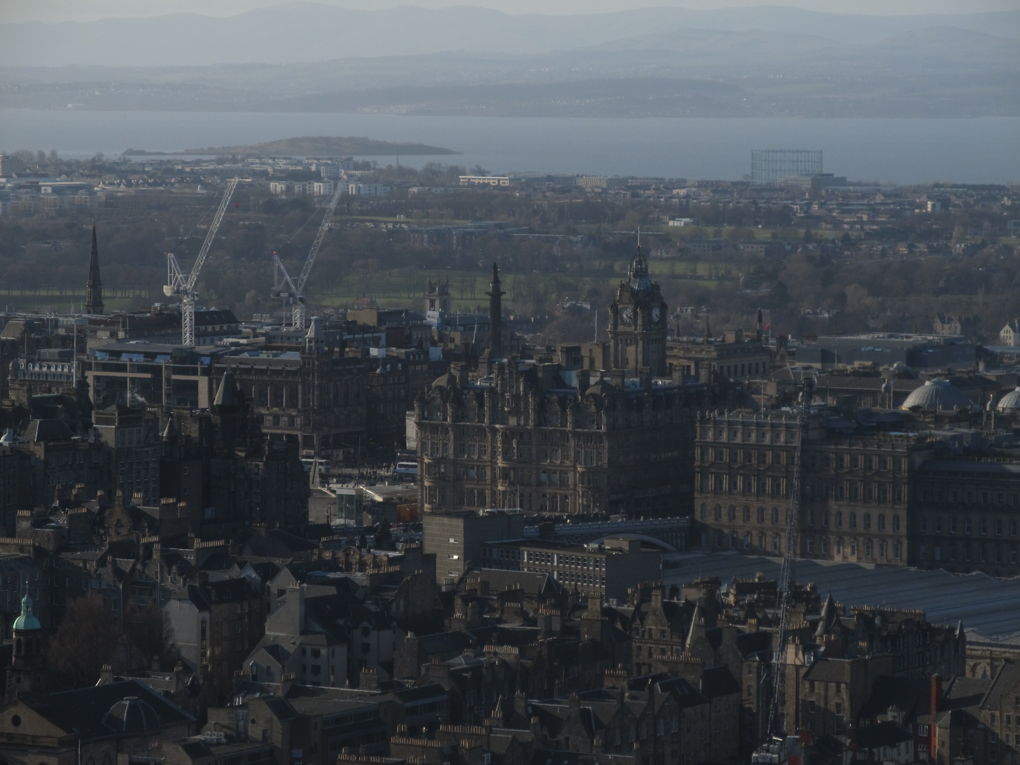 The Edinburgh Old Town with Barmoral Hotel seen from the Arthur's seat