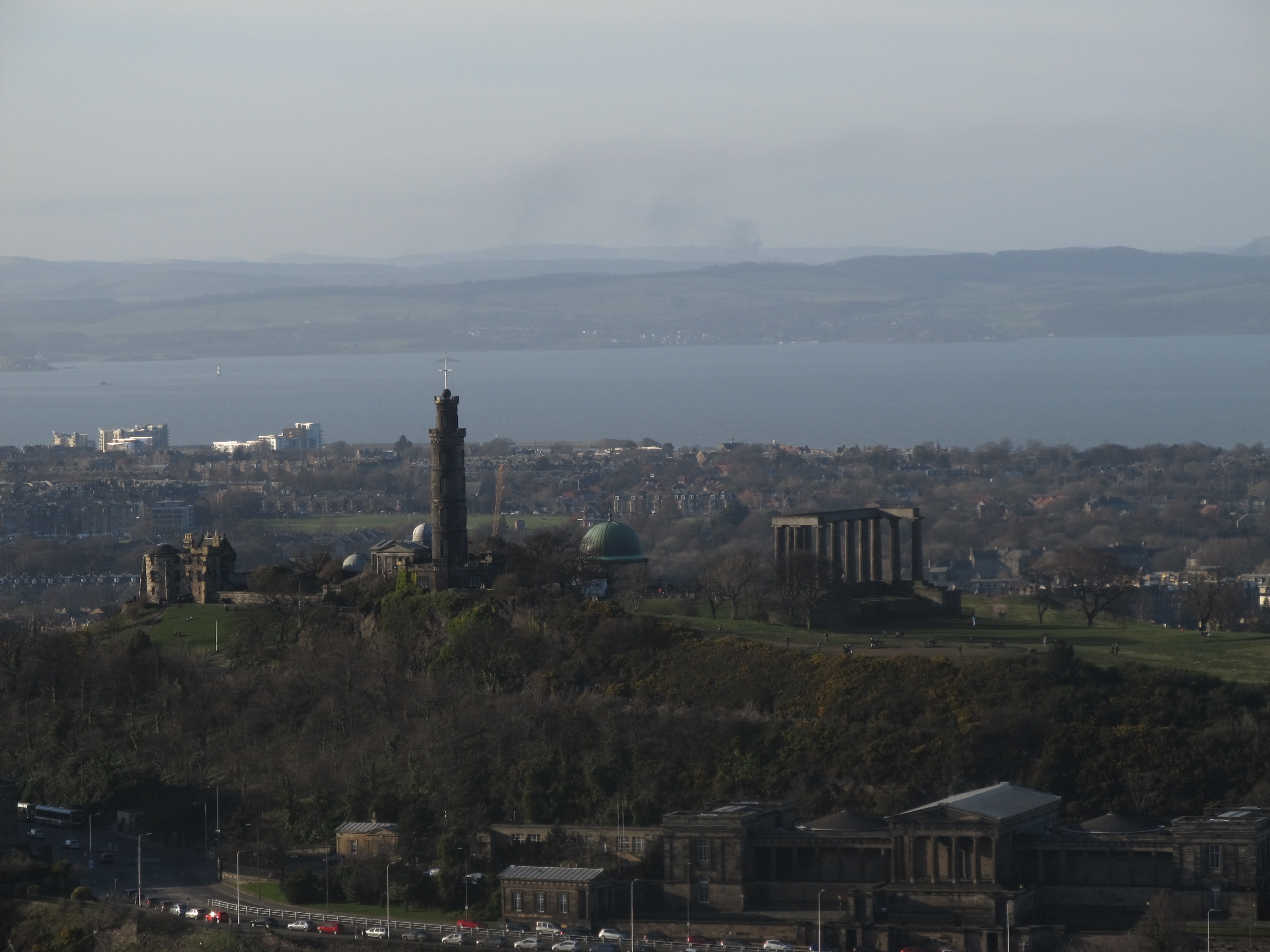 The Calton Hill and Firth of Forth seen from the Arthur's Seat
