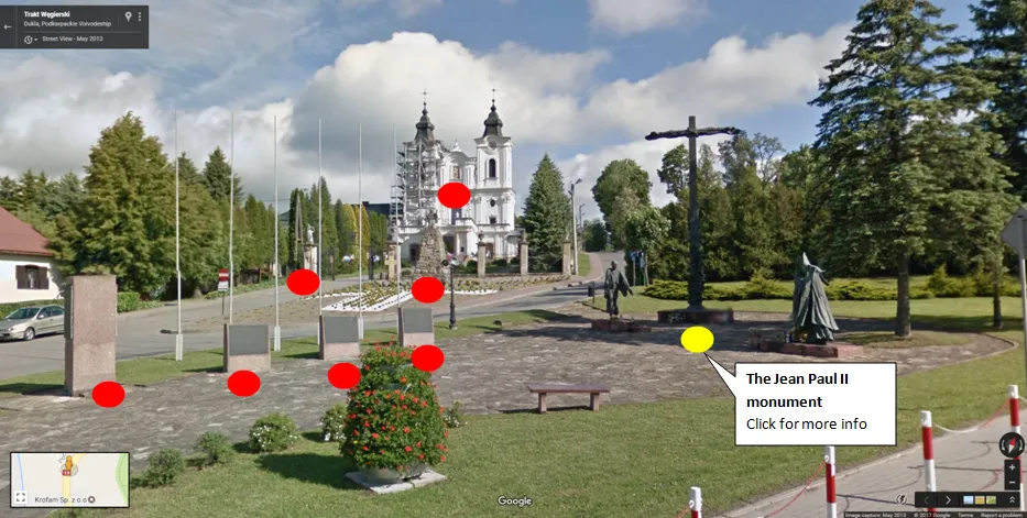 Virtual Travel Guide based on Street View, Dukla pomnik Jana Pawła II