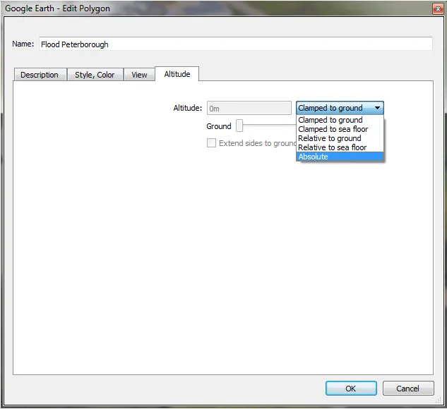 Google Earth box altitude options