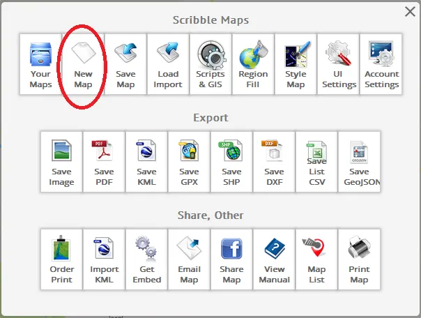 Scribble Maps New Map location