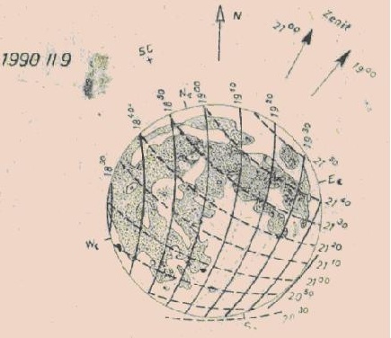 1990 total lunar eclipse isochrone map