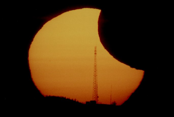 Partial solar eclipse 2003 sunrise abive Dział in Czarnorzeki