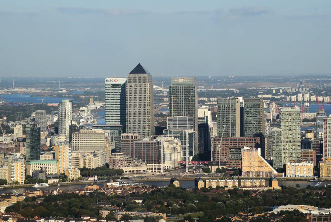 Canary Wharf seen from The Shard.