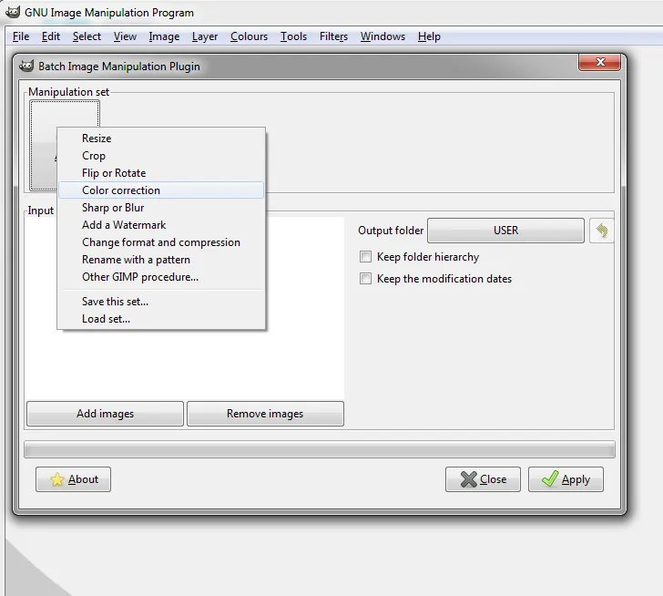 Gimp batch color correction