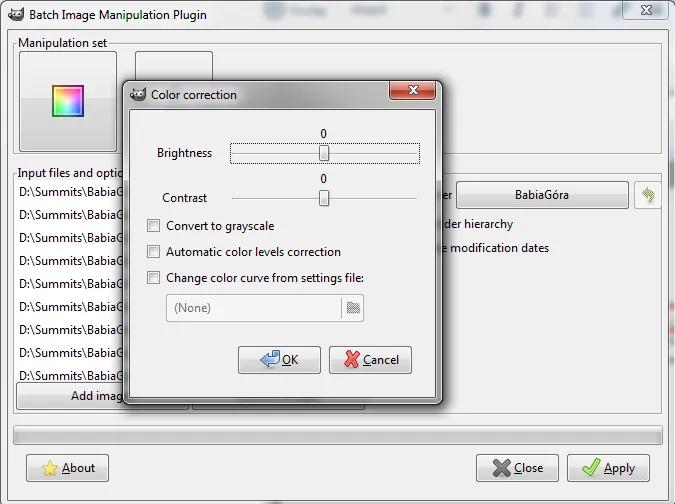 Gimp batch process color correction