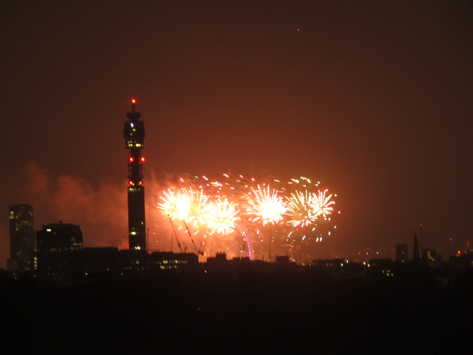 Fireworks London as seen from Primrose Hill