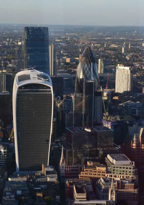 Walkie Talkie, 20 fenchurch Street and The Gherkin seen from The Shard