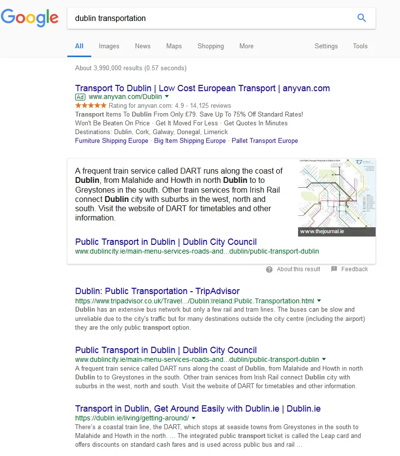 Dublin transportation Google search