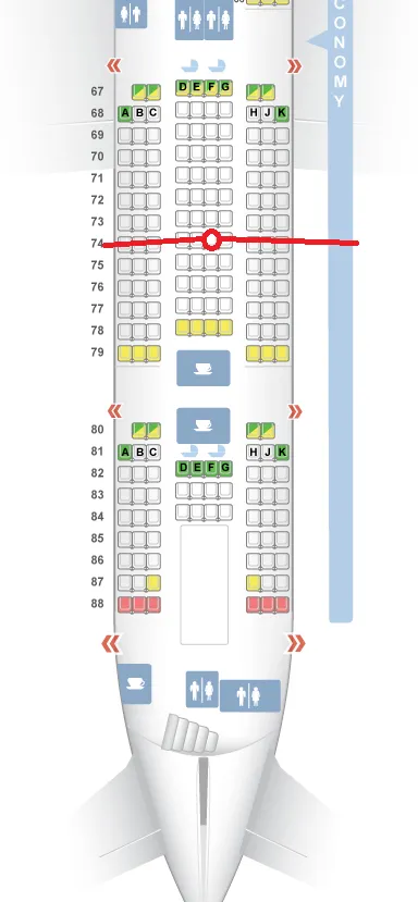 Emirates EK346 DXB-KUL seats_middle and flightseeing prospect