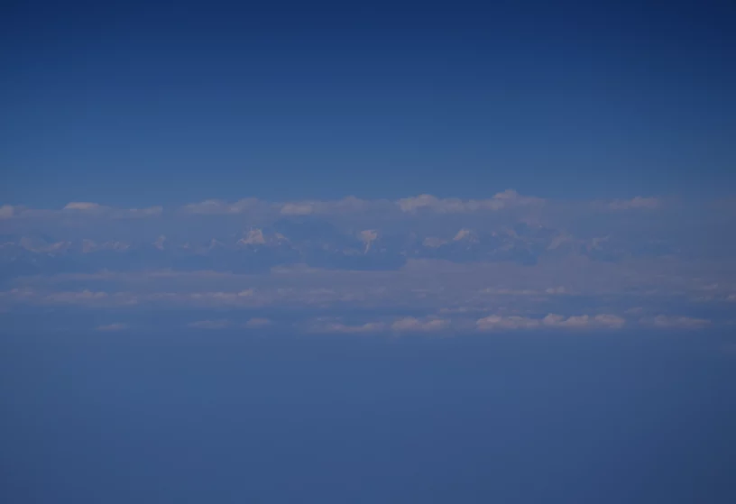 Mt Everest Himalaya seen from cruising altitude