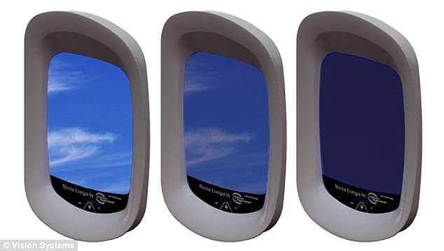 Boeing 787 Dreamliner gradually diminning effect in window - blue colour