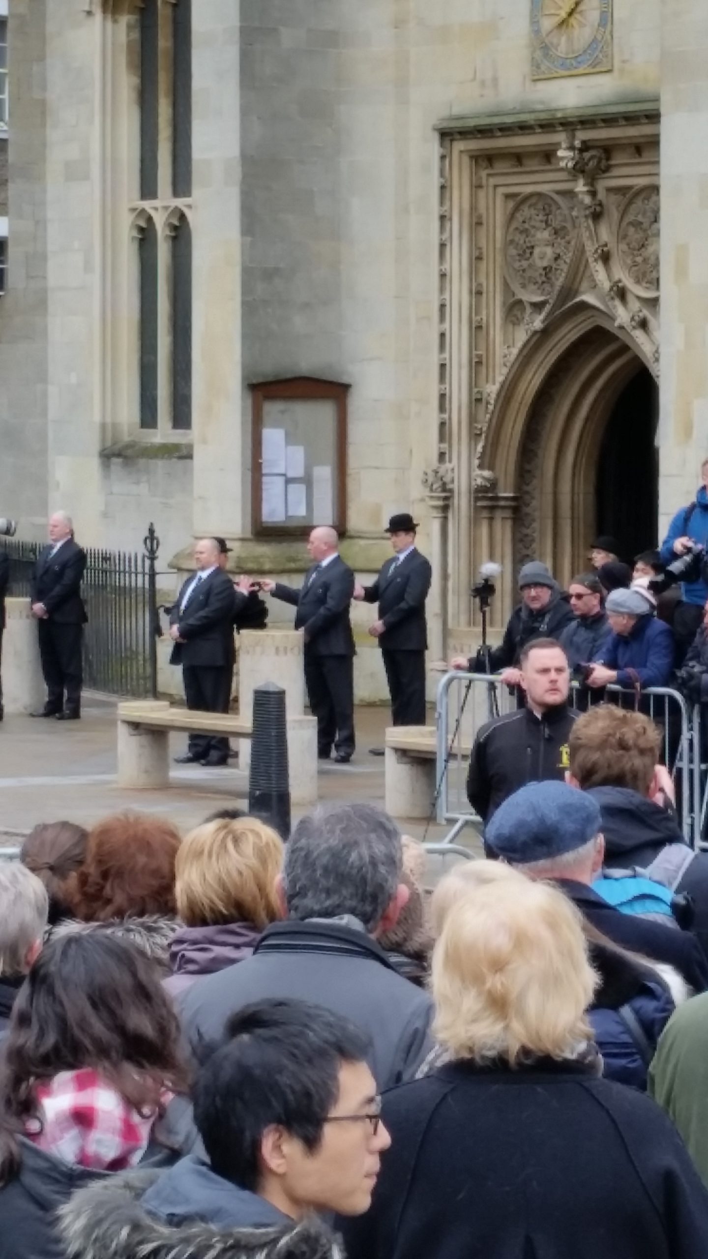 Stephen Hawking's funeral Great St Mary's Church entrance 