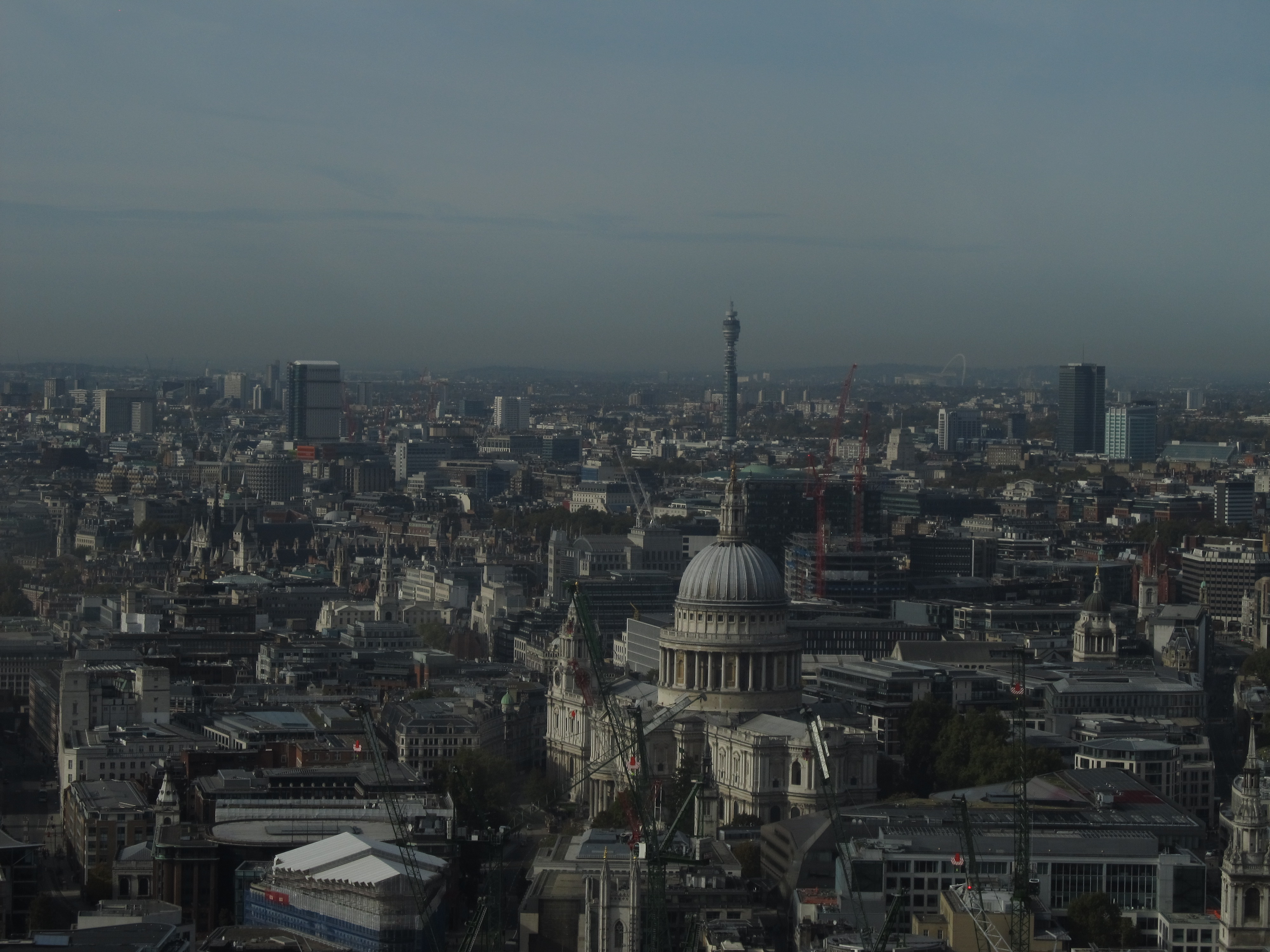 St. Paul Cathedral and BT Tower seen from Walkie Talkie Sky Garden