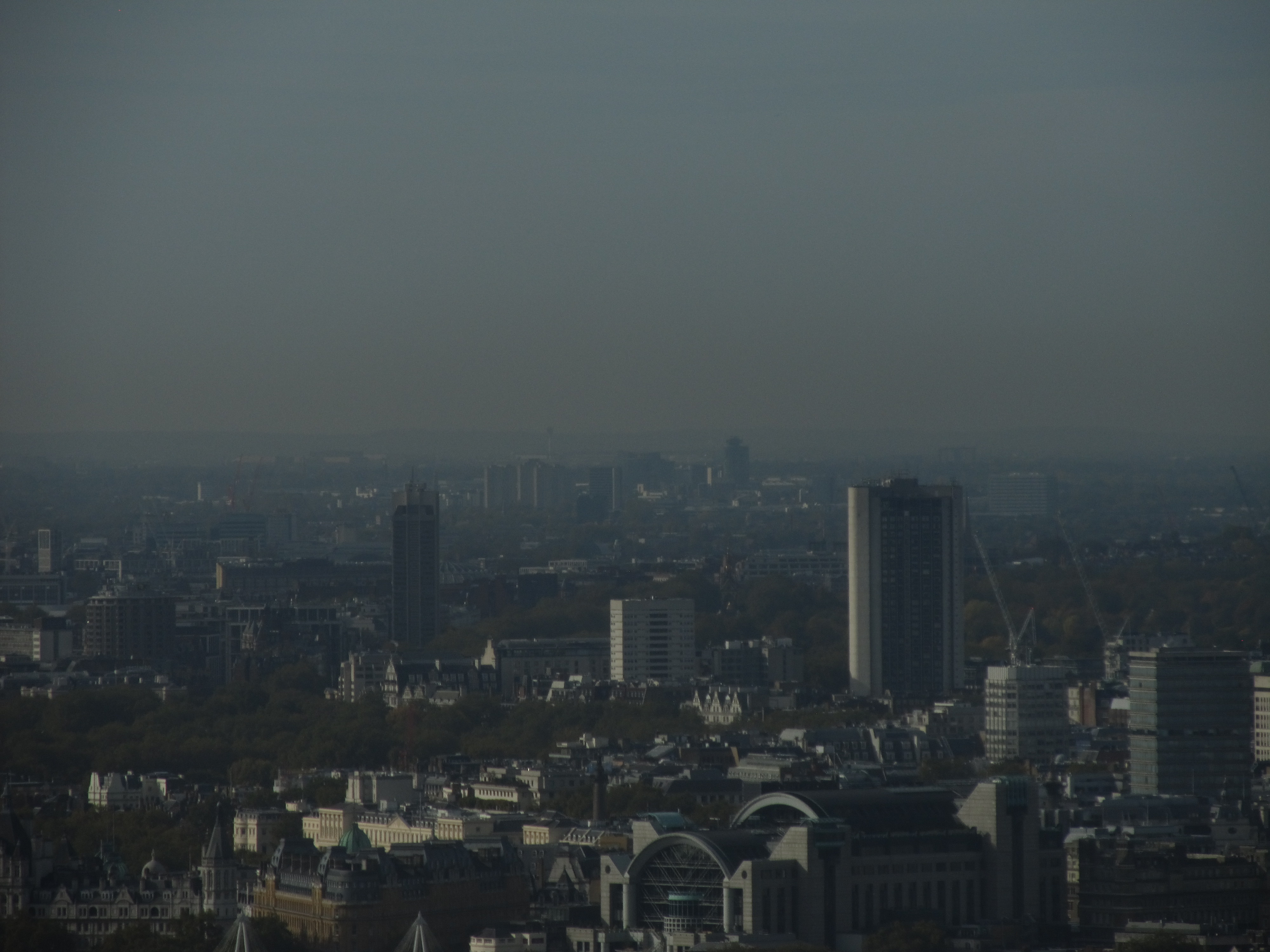 London Hilton Building and Heathrow Airport seen from the Walkie Talkie Sky Garden