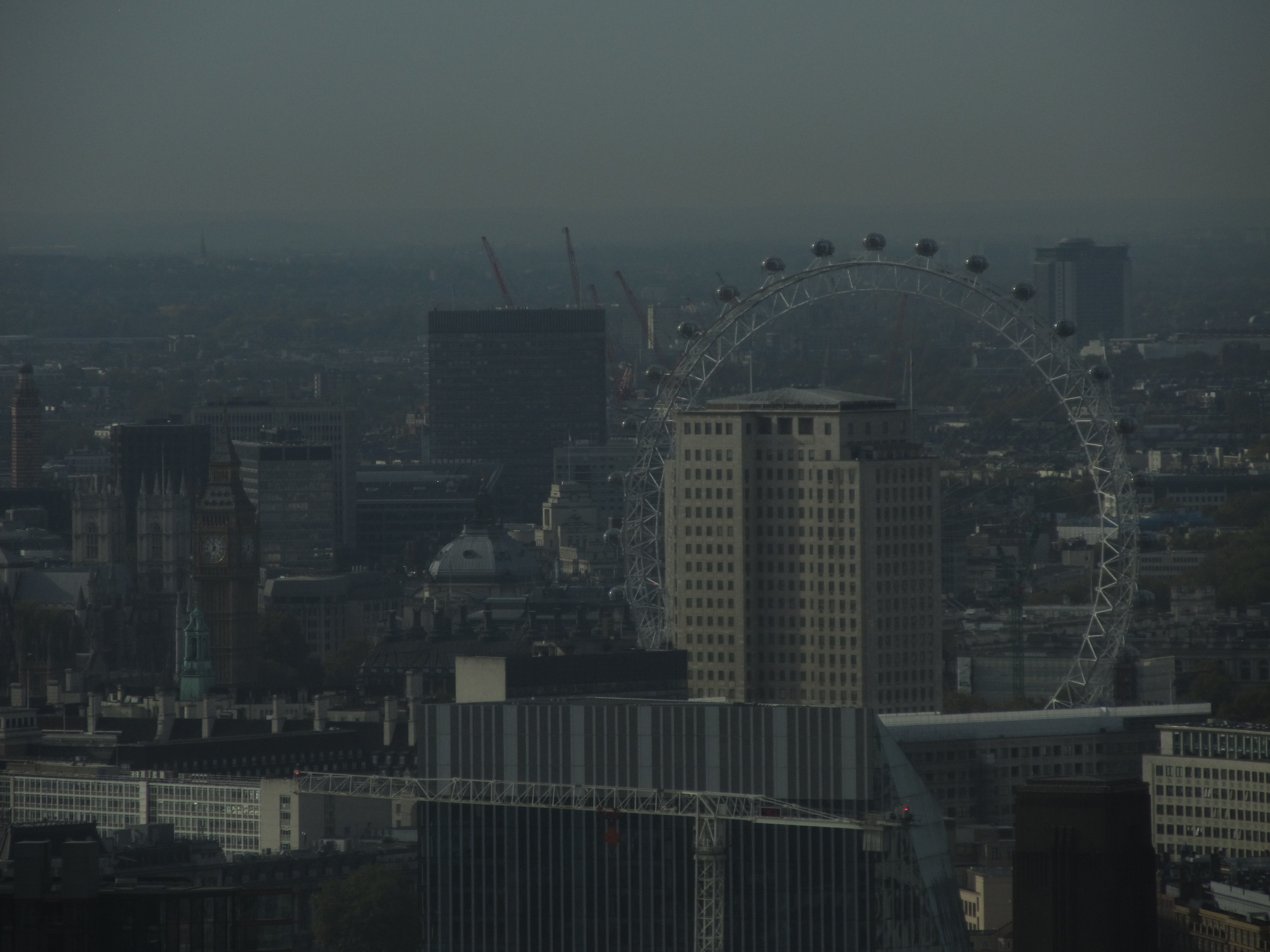 Big Ben and London Eye seen from the Walkie Talkie Sky Garden