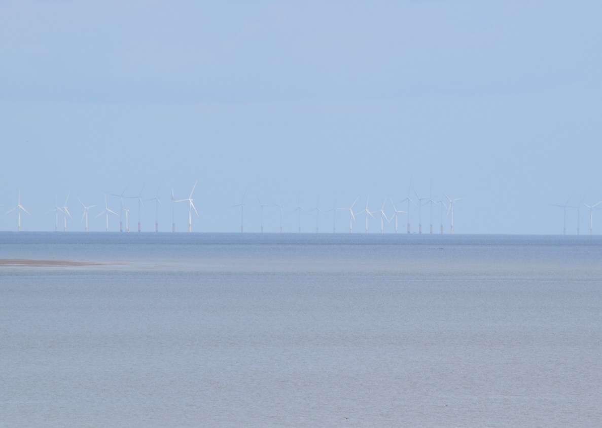 Wind farm at the North Sea located near Hunstanton