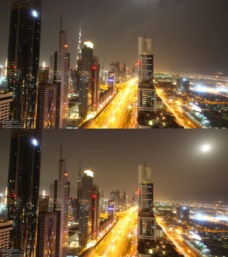 2018 total lunar eclipse above Dubai, seen from webcam