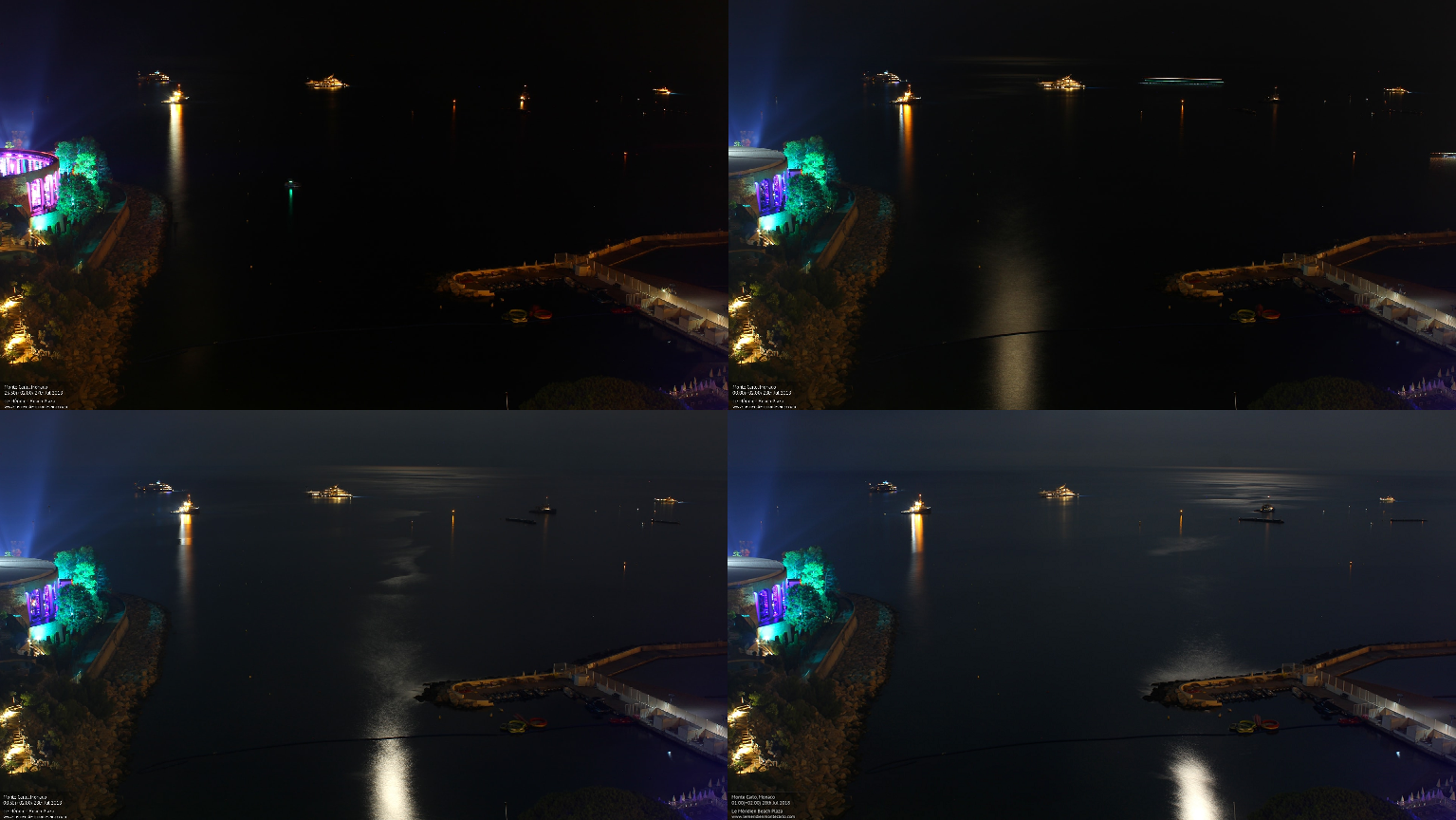 Moonlight reflection from water during 2018 total lunar eclipse seen in Monte Carlo webcam