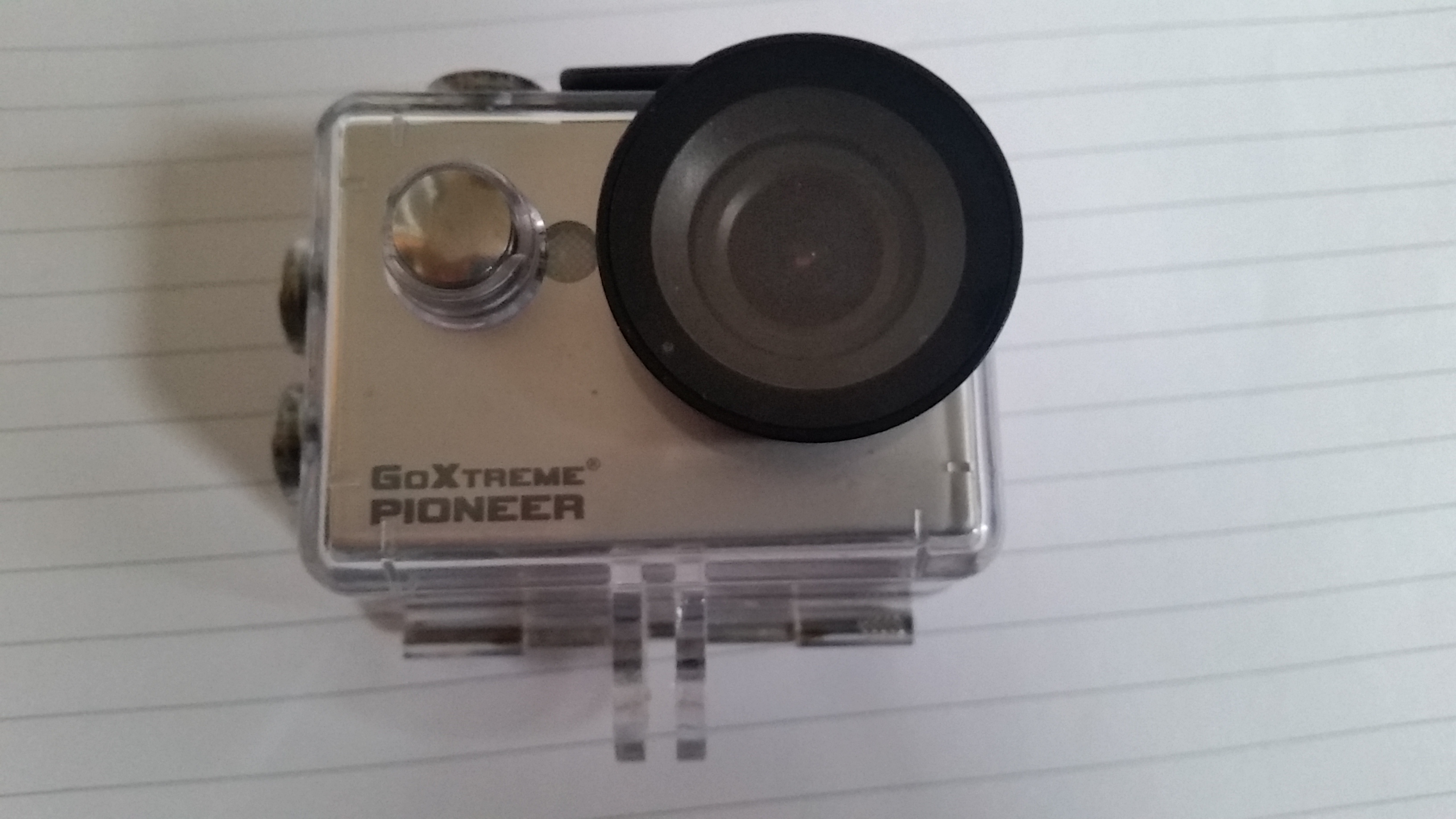 GoXtreme Pioneer GoPro camera general view with waterproof housing