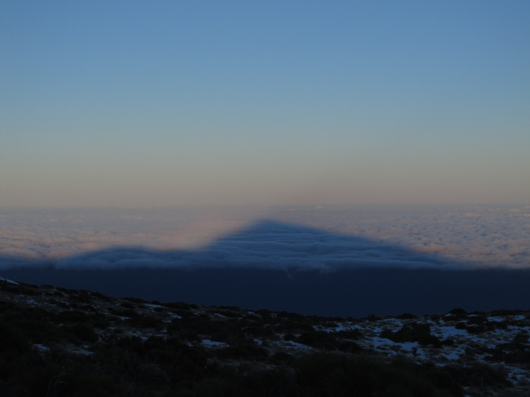 Pico del Teide mountain shadow on clouds