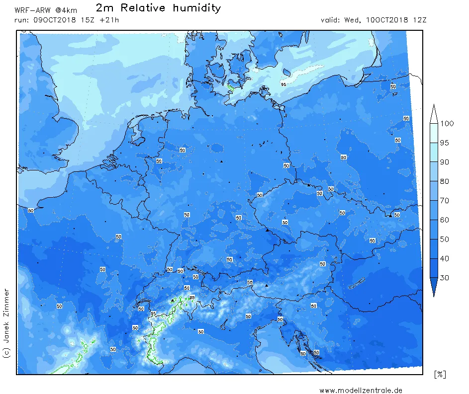 Relative humidity map modellzentrale.de