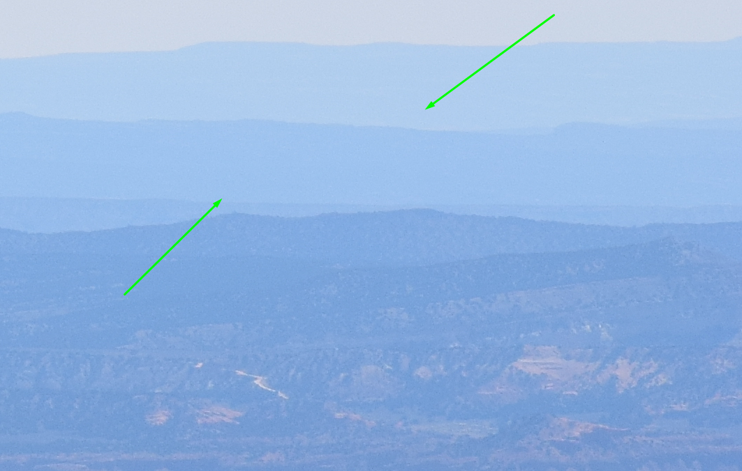 Mach bands live example when watching from Bryce Canyon national Park towards rand Staircase-Escalante National Monument, Utah, USA