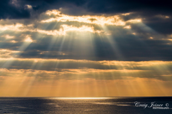 Crepuscular rays over the ocean