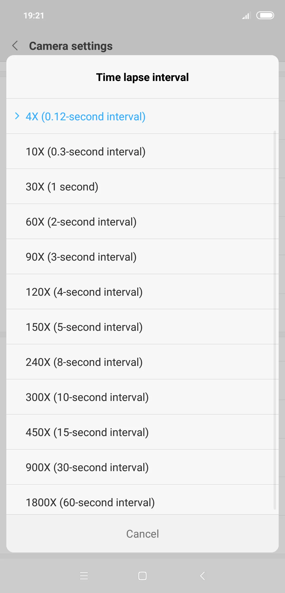 Xiaomi Mi 8 6GB 128GB (Global version) time lapse interval