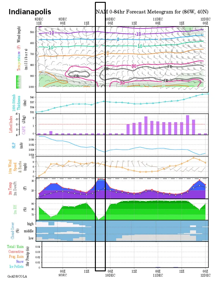 Weather.gov meteogram for Indianapolis