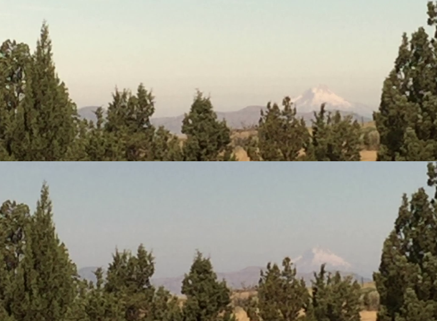 Mount Hood under normal illumination conditions and before total solar eclipse