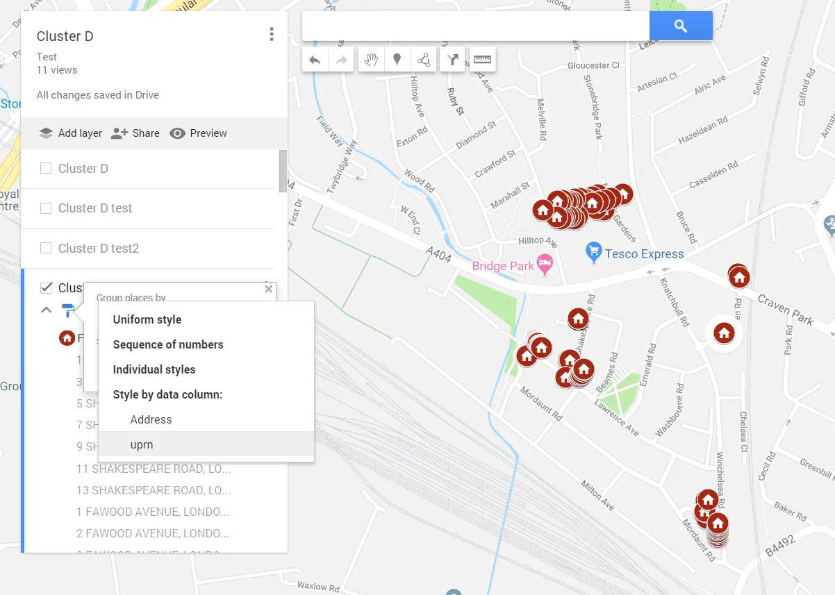 GoogleMyMaps layer finished change data properties for particular style