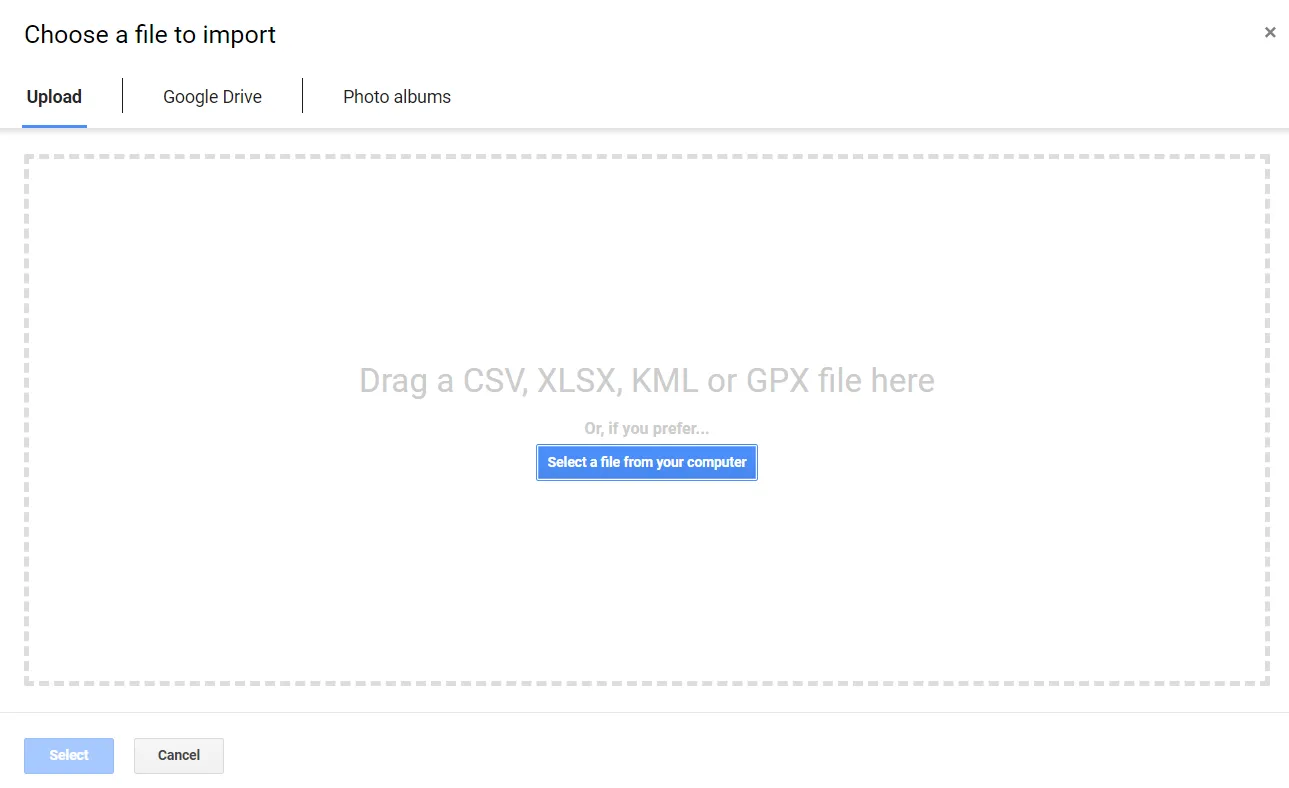 GoogleMyMaps import option