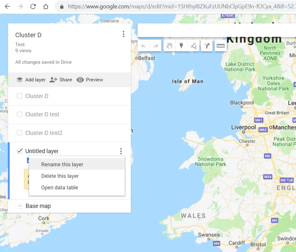 Google MyMaps add and edit layer