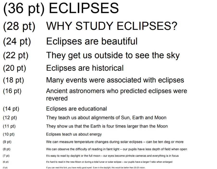 Solar eclipse text readability