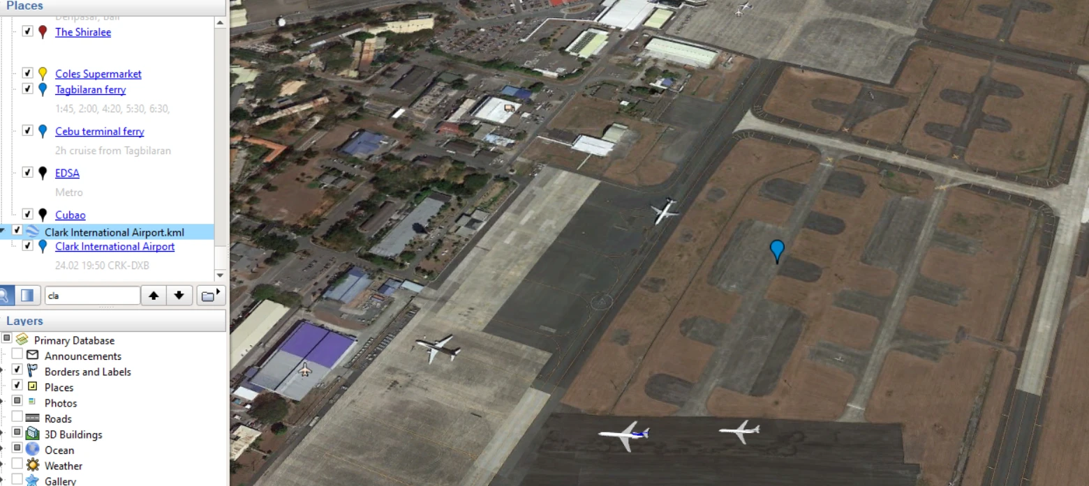 Clark International Airport (CRK) seen in Google Earth