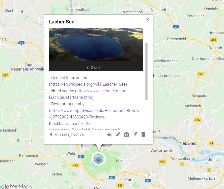 Google MyMaps hyperlink after edition in Scribble Maps.