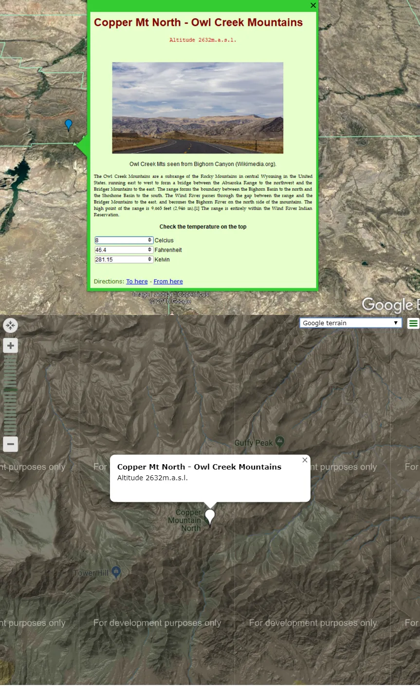 Google Earth vs Google Maps API placemark