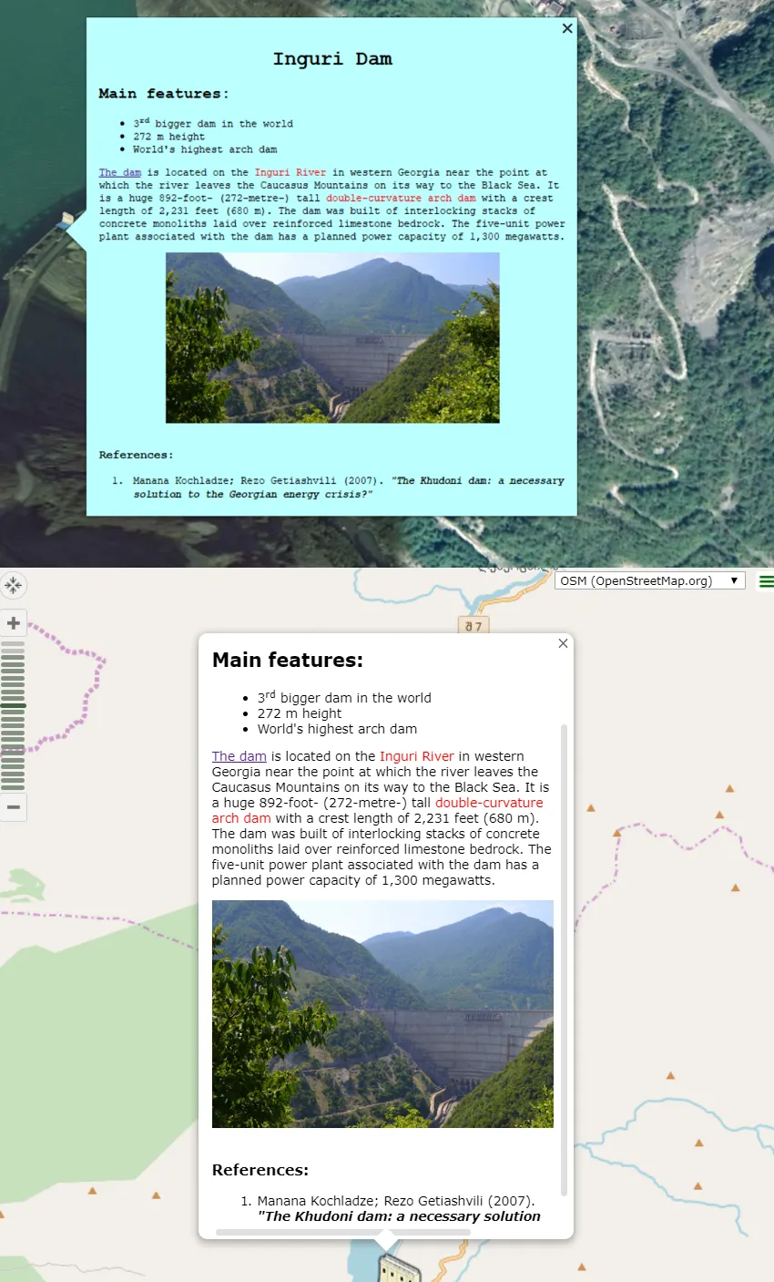 Google Earth vs OpenstreetMap placemark