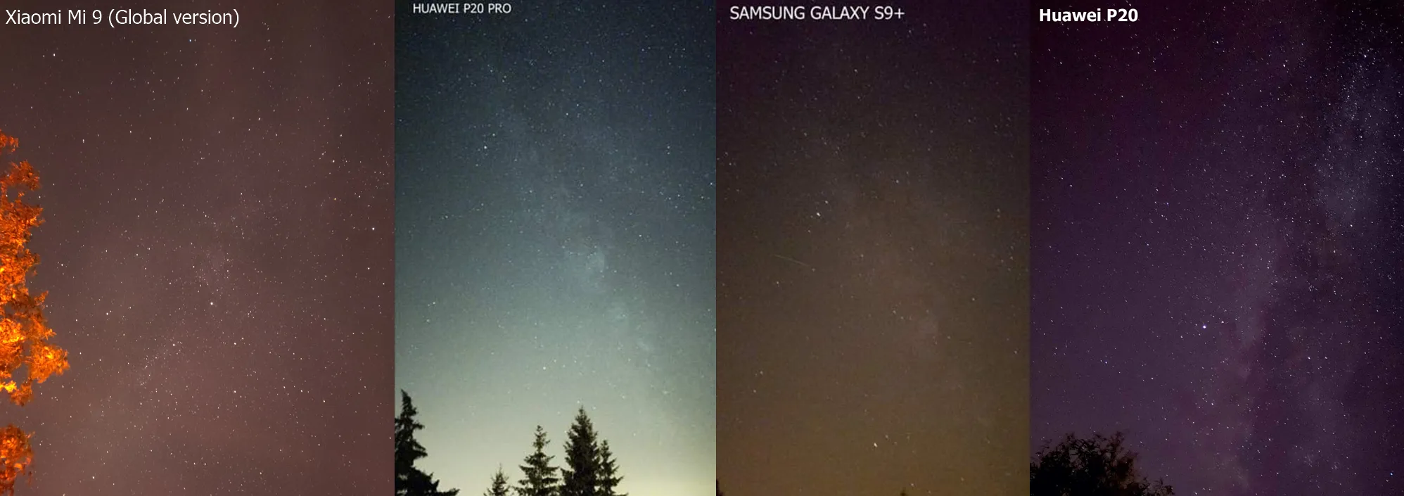 Xiaomi Mi 9, Huawei P20 Pro night image comparison, Samsung Galaxy S9+ 