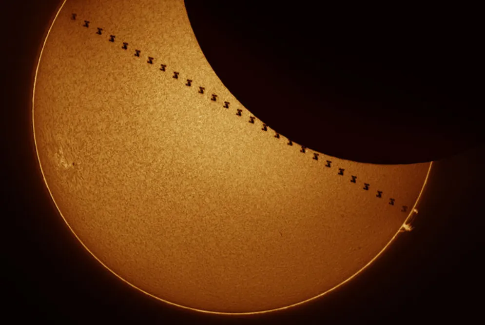 ISS transit H-alpha solar eclipse 2017