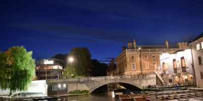 Silver Street Bridge Cambridge by night