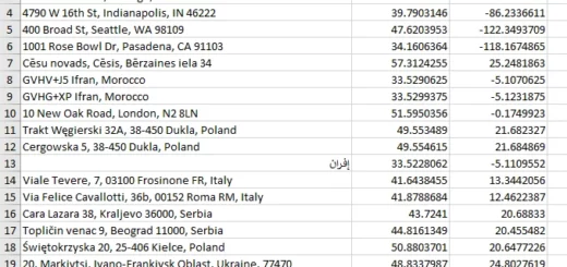 Geocoding addresses in Excel